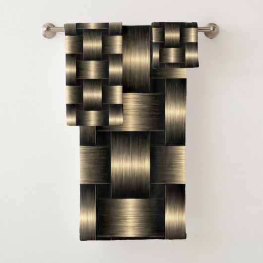 Serviettes de bain d'or Design moderne treillis (En situation)