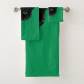 Serviettes de bain en chat noir Choisir la couleur (En situation)