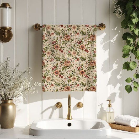 Serviettes de bain en Damas sage Shabby Chic Paste