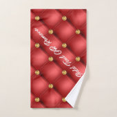 Serviettes de bain en diamant rouge tufté en texte (Serviette à main)