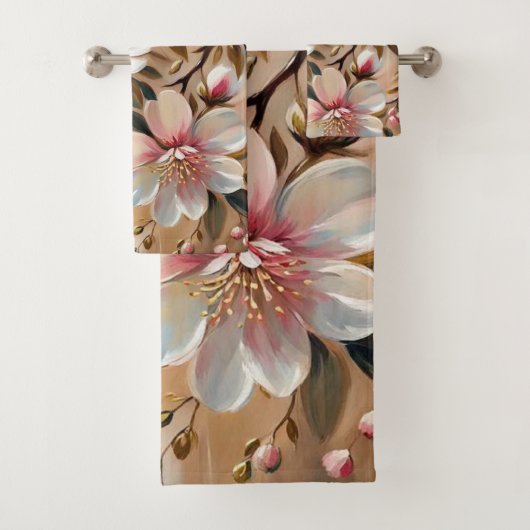 Serviettes De Bain En Fleur (En situation)