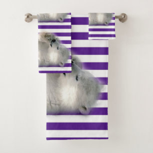 Serviettes De Bain En Gris Violet Ours Polaire