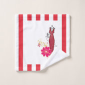 Serviettes de bain en rayures rouges et blanches J (Gant de toilette)