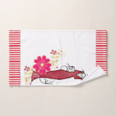 Serviettes de bain en rayures rouges et blanches J (Serviette à main)