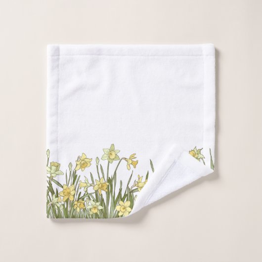 Serviettes de bain fleuries jaune et vert (Gant de toilette)