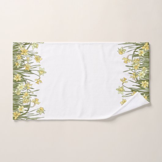 Serviettes de bain fleuries jaune et vert (Serviette à main)