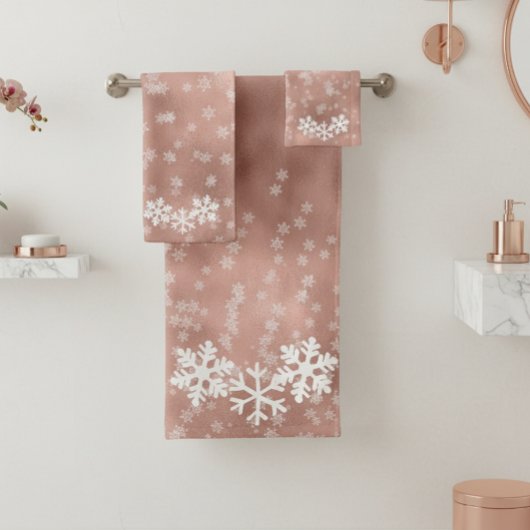 Serviettes de bain flocon de neige rose gold pour 