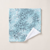 Serviettes De Bain Florales Bleues (Gant de toilette)