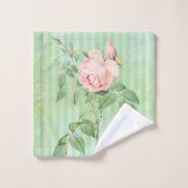 Serviettes de bain Florales Rose Gris Vert (Gant de toilette)