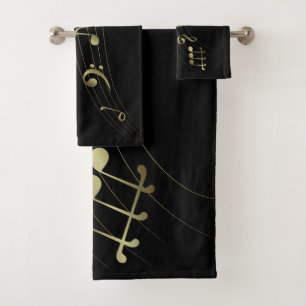 Serviettes de bain Gold Music - Musique Notes Déco