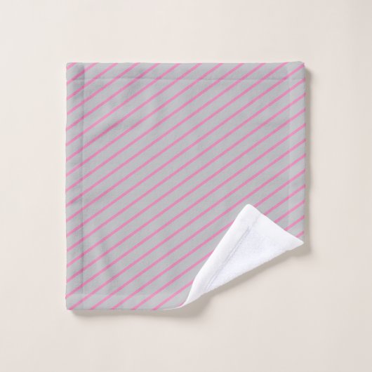 Serviettes De Bain Gris Argent Et Rose (Gant de toilette)