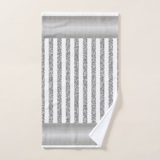 Serviettes de bain Gris et Blanc (Serviette à main)