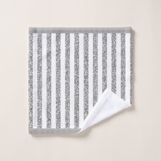 Serviettes de bain Gris et Blanc (Gant de toilette)