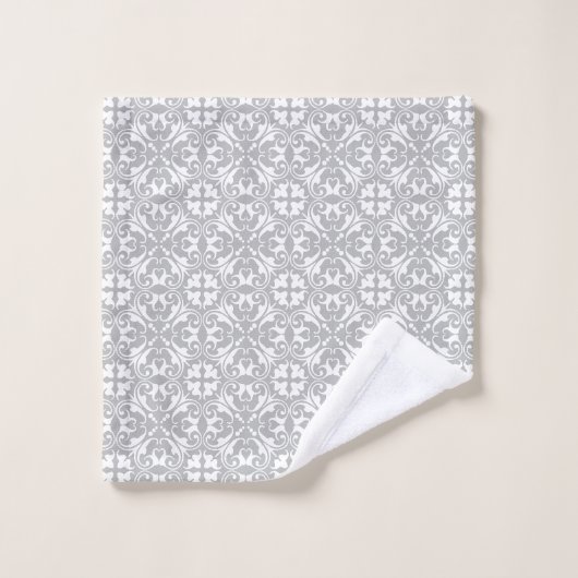 Serviettes de bain grises et Monogrammes (Gant de toilette)