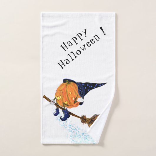 Serviettes de bain Halloween sorcière Citrouille V (Serviette à main)