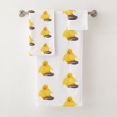 Serviettes de bain Jaune Canard Jaune Happy Dock (En situation)