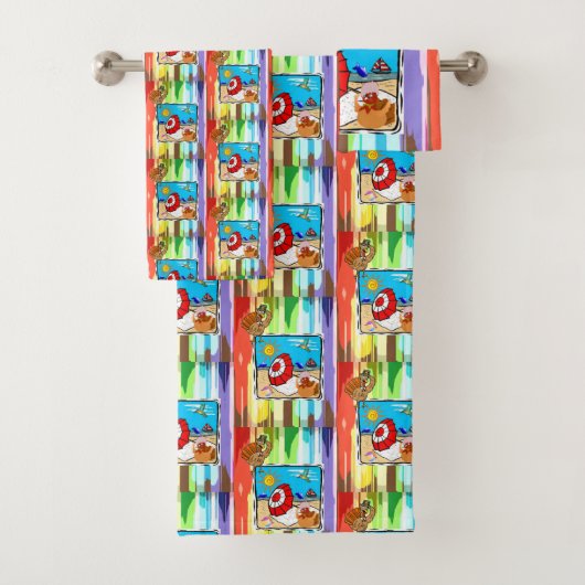 Serviettes de bain Jeux de Thanksgiving Beach Turq (En situation)