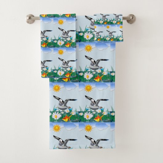 Serviettes de bain Jeux d'oiseaux (En situation)