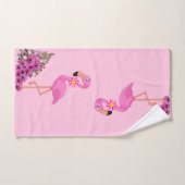 Serviettes de bain Jeux Flamant rose rose Floral (Serviette à main)