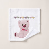 Serviettes de bain Jeux rose Teddy Ours Coeurs Amo (Gant de toilette)