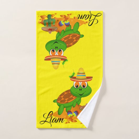 Serviettes de bain Jeux Turtle jaune vert (Serviette à main)