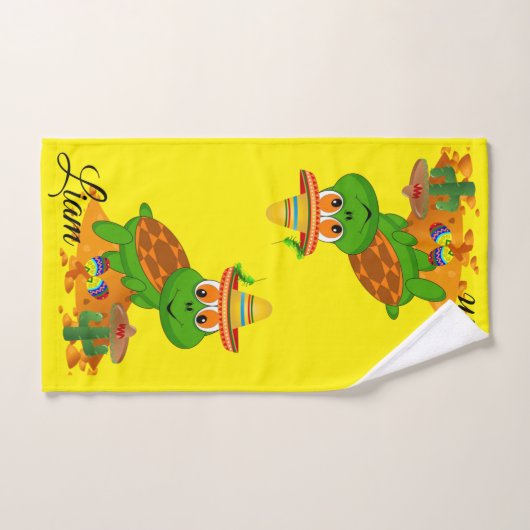 Serviettes de bain Jeux Turtle jaune vert (Serviette à main)