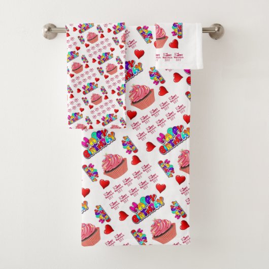 Serviettes de bain, Joyeux anniversaire Bonne Sain (En situation)