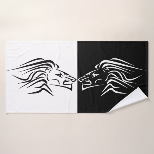 Serviettes de bain Lion - Noir et Blanc - Couleurs (Serviette de bain)
