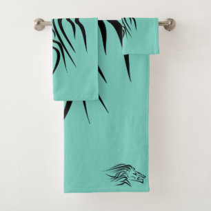 Serviettes de bain Lion Turquoise - Vos Couleurs