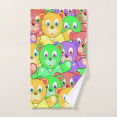Serviettes de bain Nounours colorées (Serviette à main)