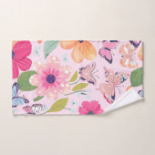 Serviettes de bain Papillons et Fleurs, Rose (Serviette à main)