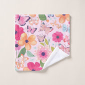 Serviettes de bain Papillons et Fleurs, Rose (Gant de toilette)