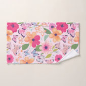 Serviettes de bain Papillons et Fleurs, Rose (Serviette à main)