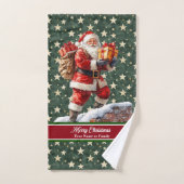 Serviettes de bain Père Noël personnalisées aux co (Serviette à main)