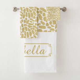 Serviettes de bain personnalisées en or et blanc