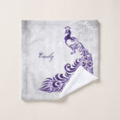 Serviettes de bain personnalisées Peacock violet (Gant de toilette)