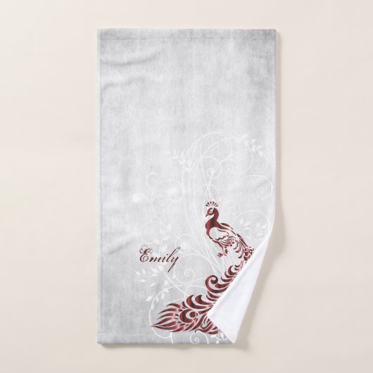 Serviettes de bain personnalisées Red Peacock (Serviette à main)