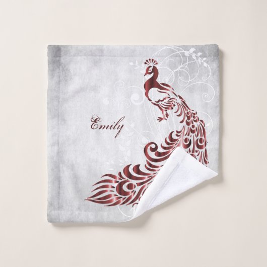 Serviettes de bain personnalisées Red Peacock (Gant de toilette)