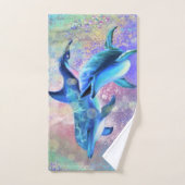 Serviettes de bain pour couple dauphins (Serviette à main)