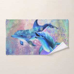 Serviettes de bain pour couple dauphins
