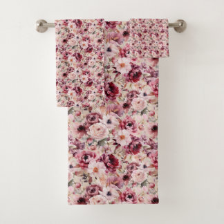 Serviettes de bain roses