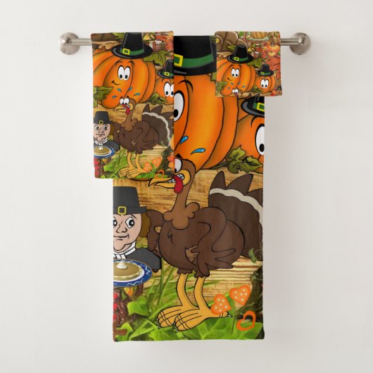 Serviettes de bain set Bon thanksgiving Day (En situation)