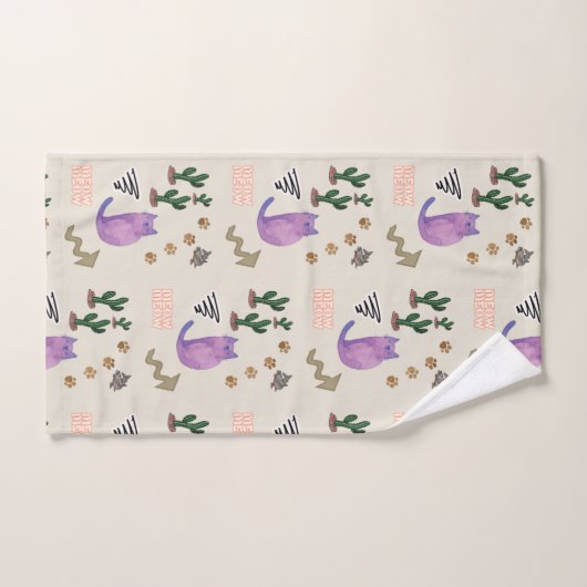 Serviettes de bain Set Chat Fish Cactus (Serviette à main)