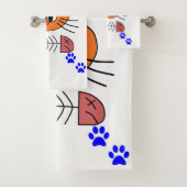 Serviettes de bain Set Chat Poissons Os Blue Paws (En situation)