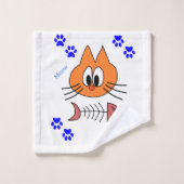 Serviettes de bain Set Chat Poissons Os Blue Paws (Gant de toilette)