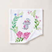 Serviettes de bain Set Eléphant Floral (Gant de toilette)