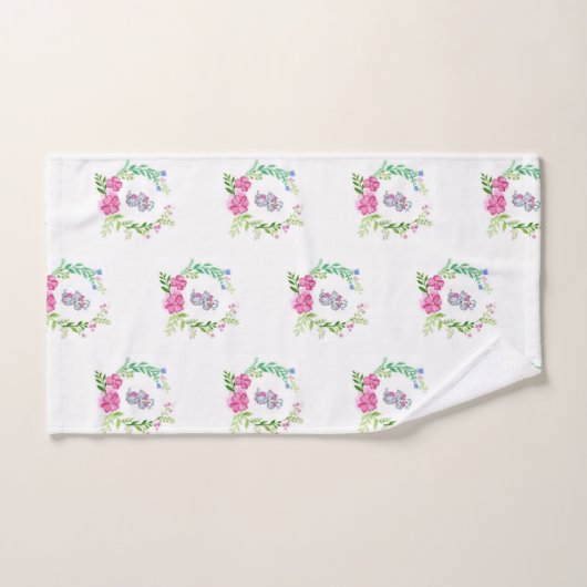 Serviettes de bain Set Eléphant Floral (Serviette à main)