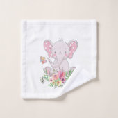Serviettes de bain Set Eléphant Rose Floral (Gant de toilette)