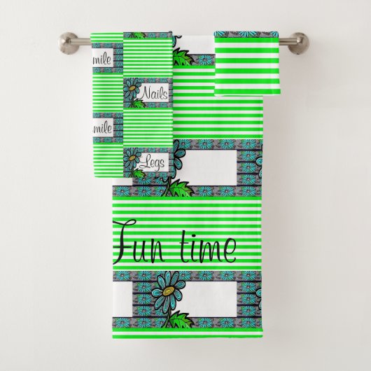 Serviettes De Bain Set Floral Green (En situation)
