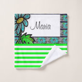 Serviettes De Bain Set Floral Green (Gant de toilette)